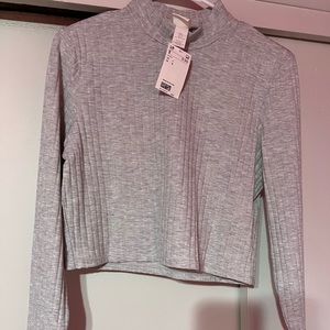 Long sleeve mock turtle neck crop top